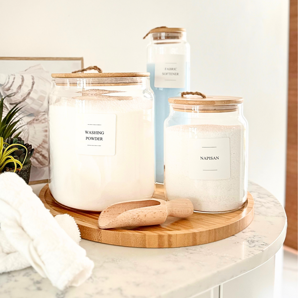 Bamboo & Glass 5 Piece Laundry Pack with Liquid Jar