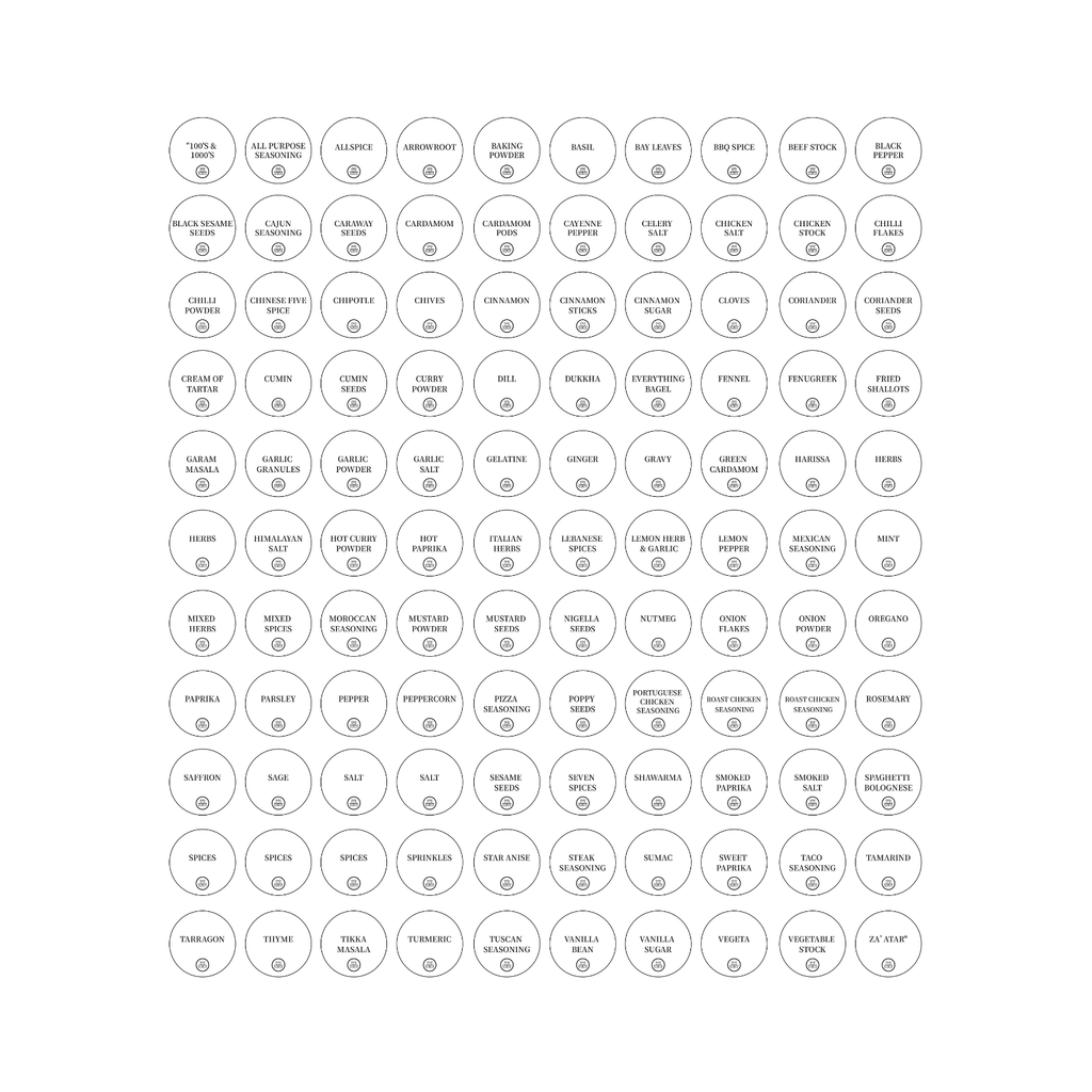 Round Herb & Spice Labels – Pack of 110