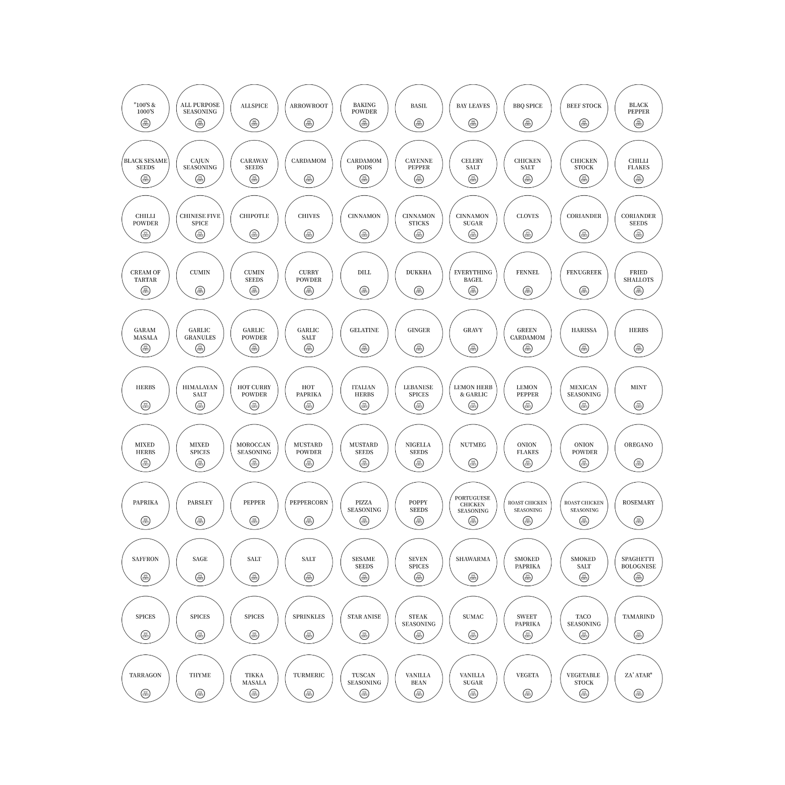 Round Herb & Spice Labels – Pack of 110