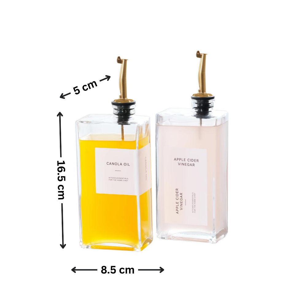 Glass Oil & Vinegar Dispenser Set – 2 Pack (500ml, Book Style)
