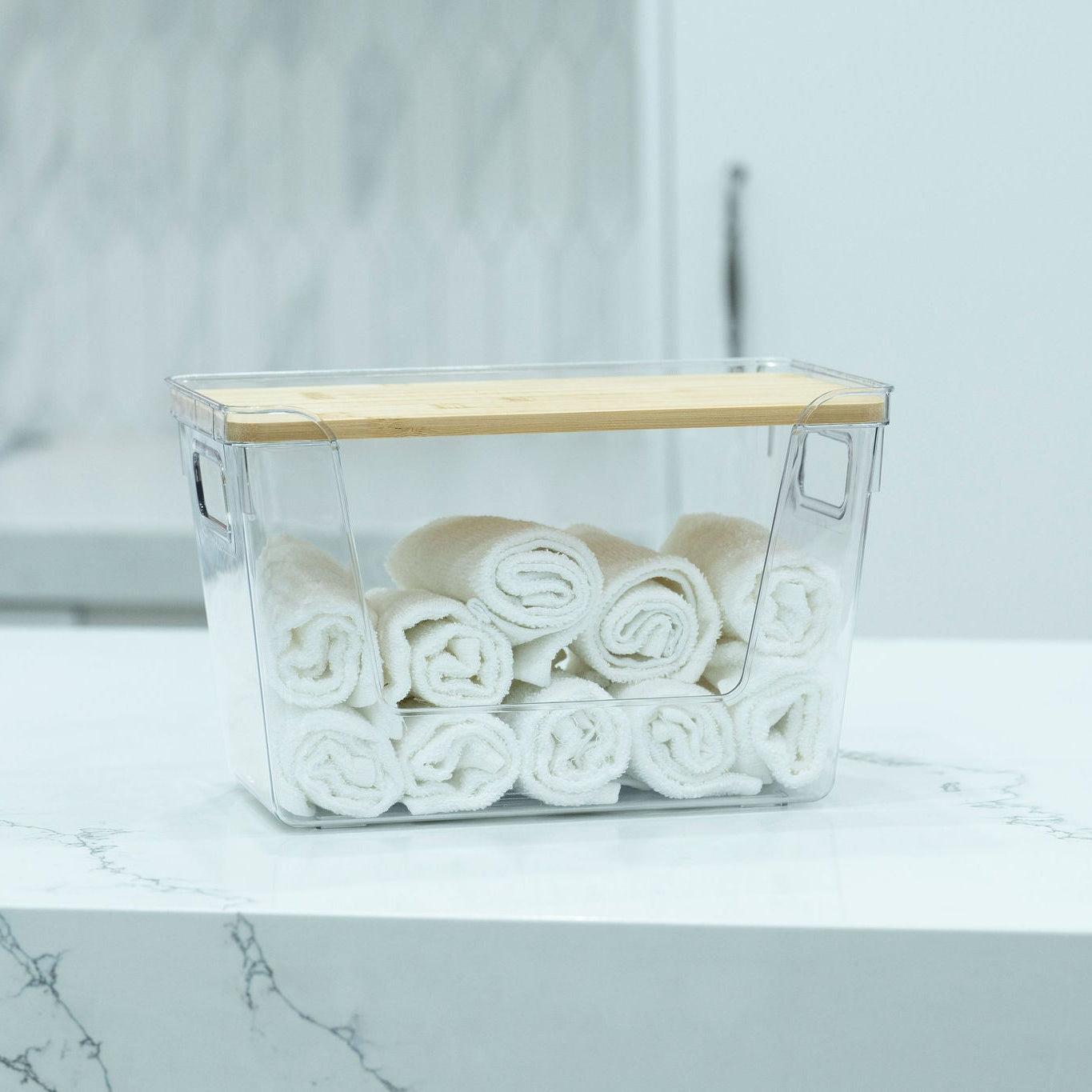 Clear Storage Container with Bamboo Lid – 29cm