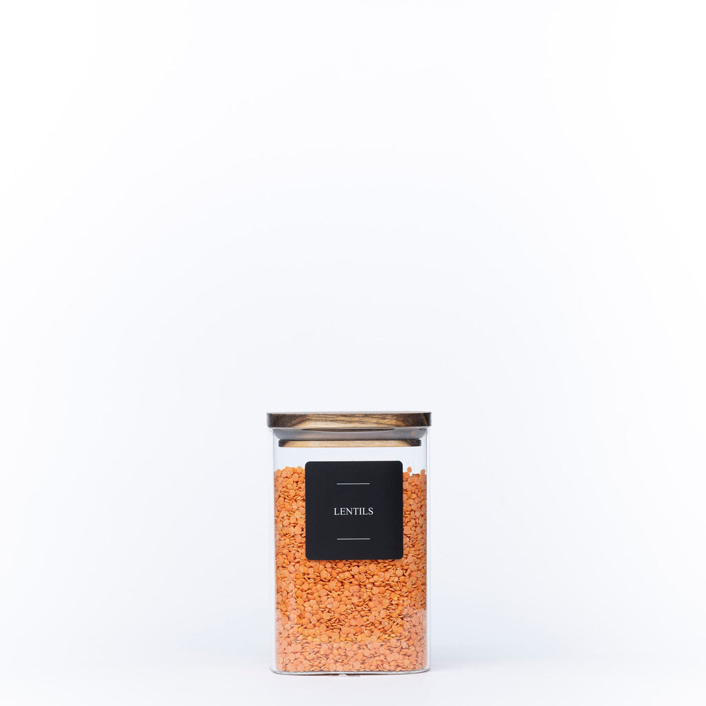 Square Acacia Lid Glass Jars – 5 Sizes