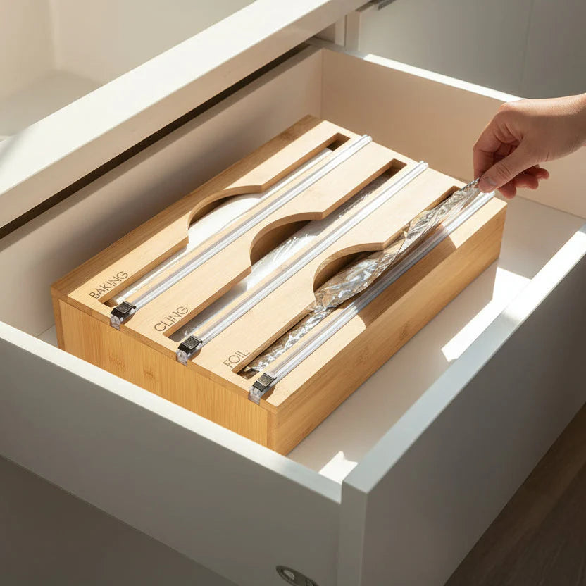 Bamboo Food Wrap Dispenser – 3 Inserts